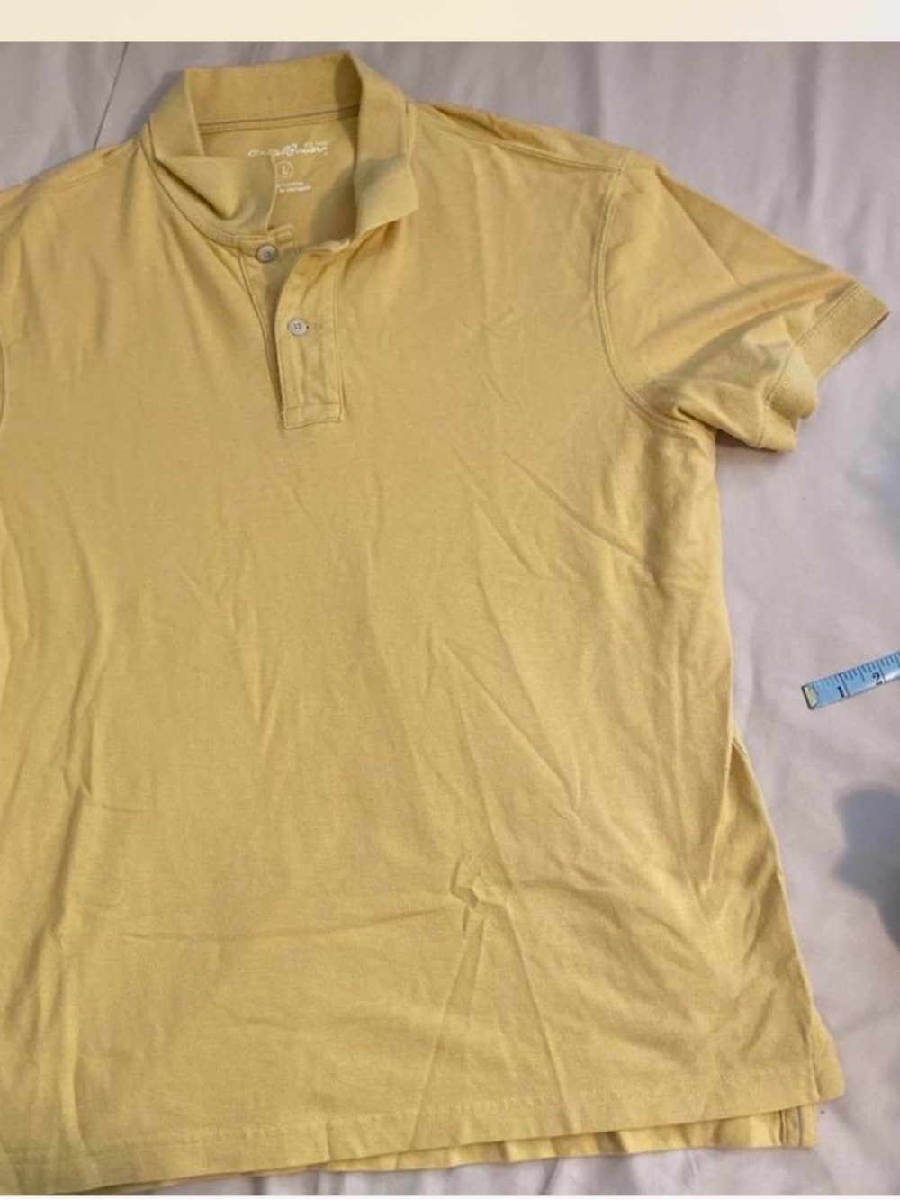 Eddie Bauer Light Yellow Polo Shirt Sz L